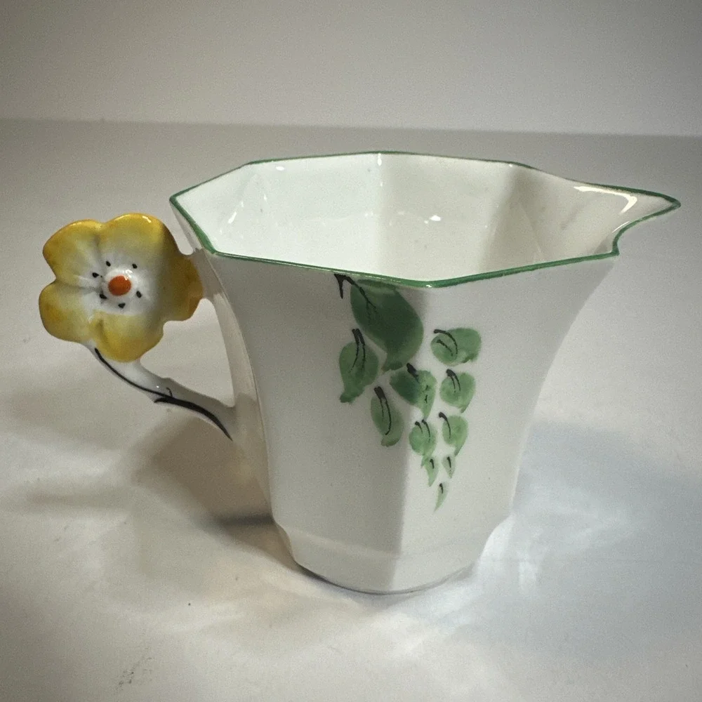 Melba Bone China Creamer Made in England 3D Flowered Handle Art Deco 1930's